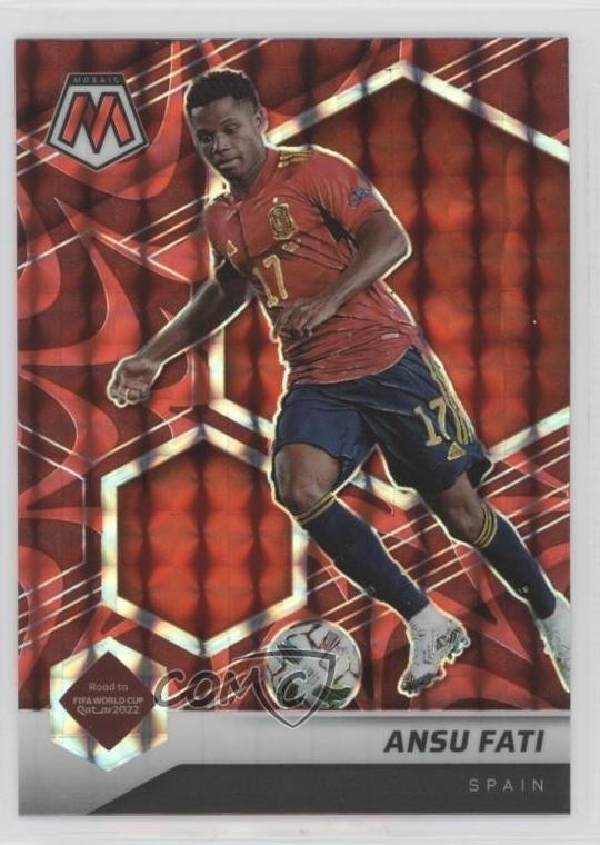 2021 Panini Mosaic FIFA Road to World Cup Reactive Red Prizm Ansu Fati #124 0n8q