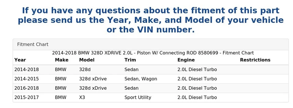 BMW 328D XDRIVE 2014-2018 2,0 L - pistón con varilla de conexión 8580699 Foto 4 de 4