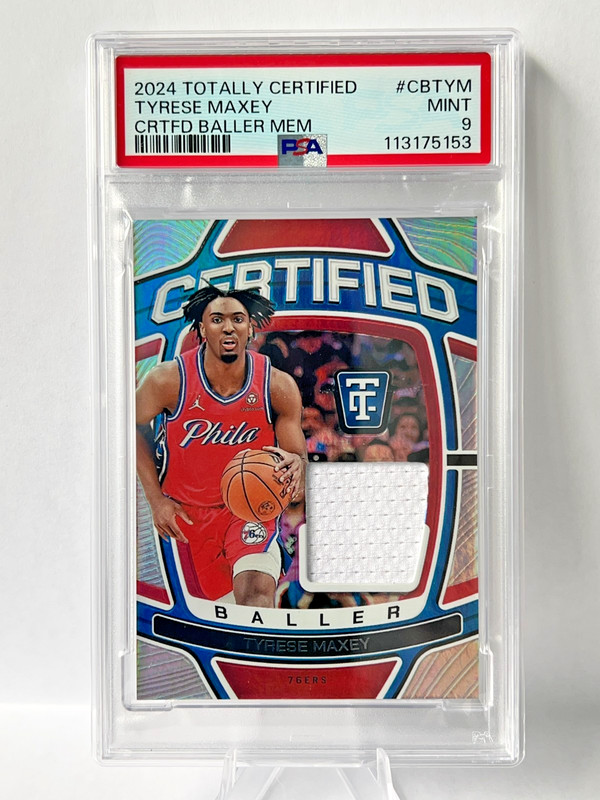 2024-25 Panini TYRESE MAXEY Certified Baller Patch SSP 26/99 GAME WORN! PSA 9
