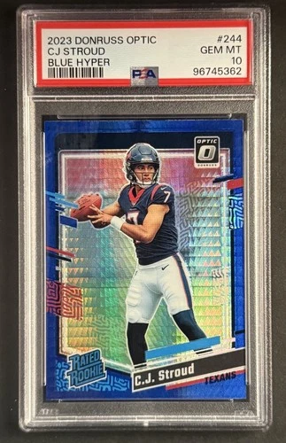 2023 PANINI DONRUSS OPTIC CJ STROUD #224 BLUE HYPER ROOKIE RC TEXANS PSA 10