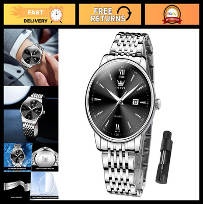 Big Dial Men's Waterproof Analog Quartz Watch, Stainless Steel Day Date Timepiec