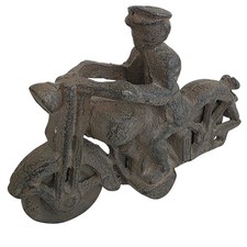 Vintage Cast Iron Motorcycle with Rider Cop Policeman Figurine working wheels