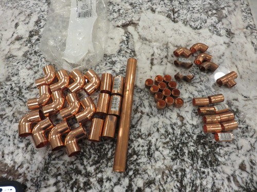 Mixed Lot of 3/4" & 1/2" Copper Fittings NIBCO Elbows Couplings Caps READ