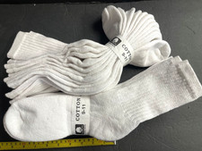 6 PAIRS Crew Socks9-11 Men's/Women's SPORTS SOCKS White boots Mid Calf 5-9