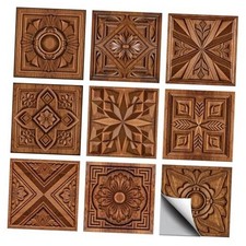 36 Pcs 9 Style Wall Stickers Simple Flowers Pattern Peel and Stick Brown Art