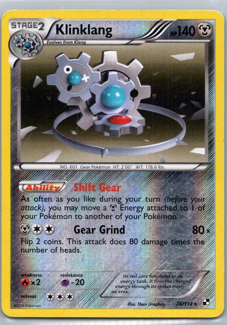 Pokemon TCG Klinklang 76/114 Black & White Reverse NM