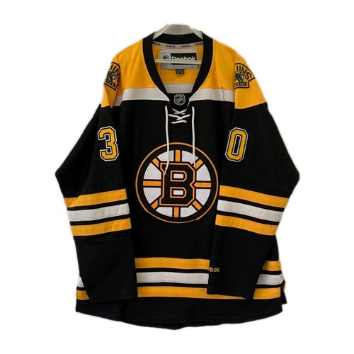 Boston Bruins Tim Thomas #30 NHL Reebok Jersey XL Black Yellow Hockey Sewn #209
