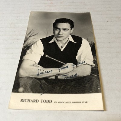 Vtg Signed Photograph Of Actor Richard Todd Autograph Celebrity DFR