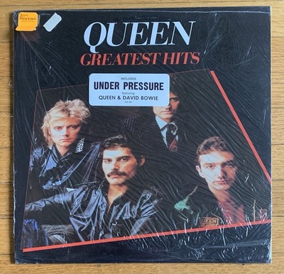 Queen Greatest Hits I with super rare Bowie hype sticker 1981 1st press NrMt