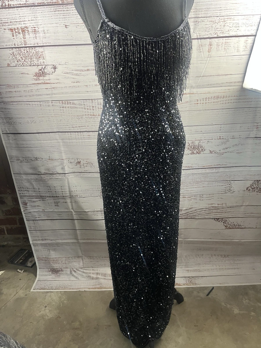 sachin and babi light blue dress Silver Adrianna Papell Beaded Mesh Long Dress main image 0
