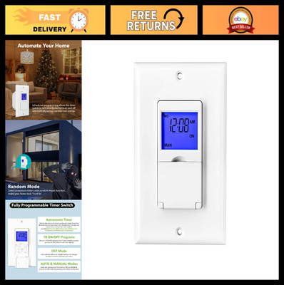 7-Day Programmable Astronomical Timer Switch for Indoor Lights - Sunrise/Sunset,