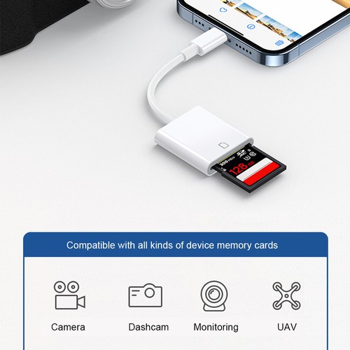 SD Card Adapter Camera Reader for iPad iPhone 6 6S 7 8 X Xs 11 12 13 Pro Max - Picture 4 of 8