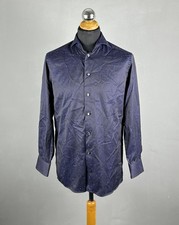 ETON Contemporary Navy Blue Specled Pattern Long Sleeve Dress Shirt Sz 39 / 15.5