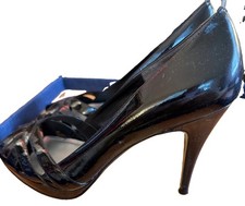 Ann Taylor Sandals 9M Black Patent Leather