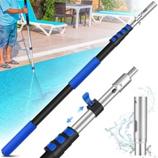 16FT Aluminum Telescopic Pool Pole 4 Baffle Locks for Skimmer Nets Brushes