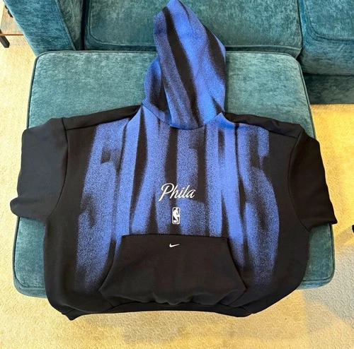 2026 Nike Philadelphia 76ers NBA Standard Issue Hoodie Black Blue NWT size-Large video thumbnail