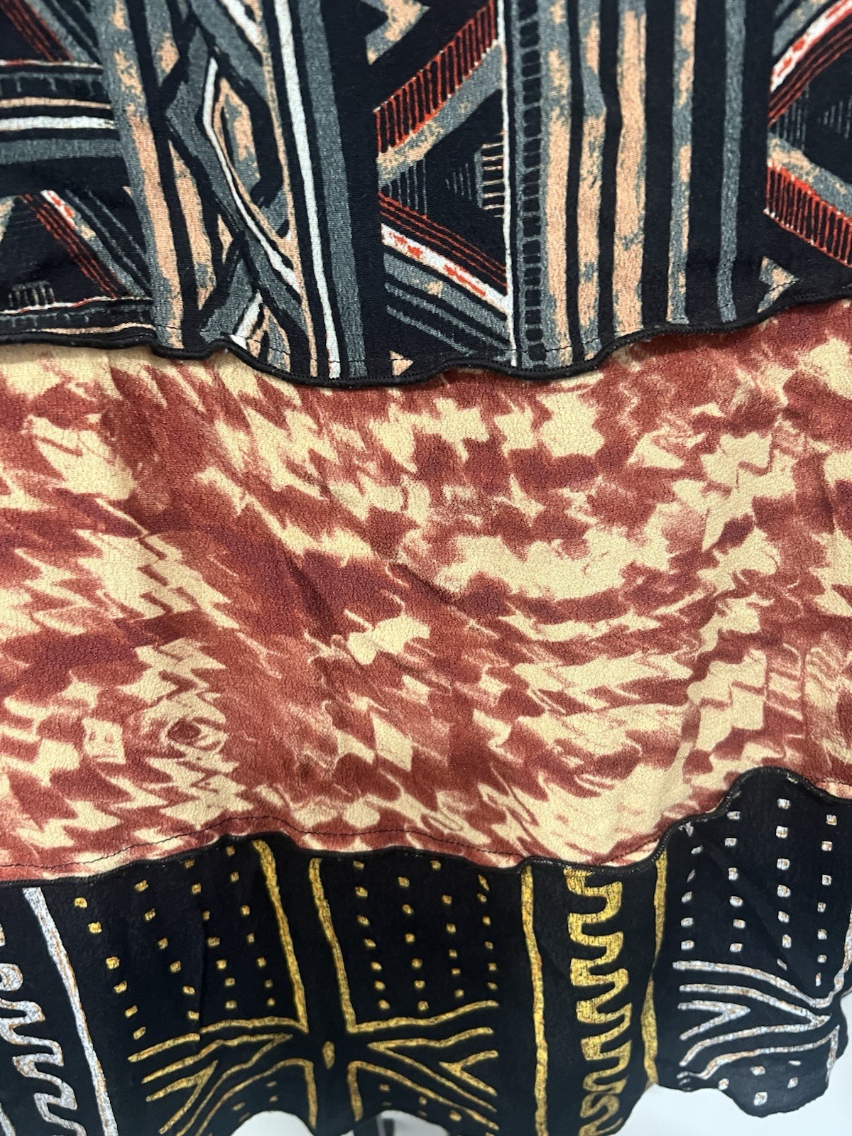 John Mark multicolor patchwork button-down tunic … - image 6