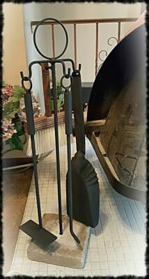 Fireplace/Box Stove Set: Stone Base, Customize, Made by Blacksmith-Free Shipping