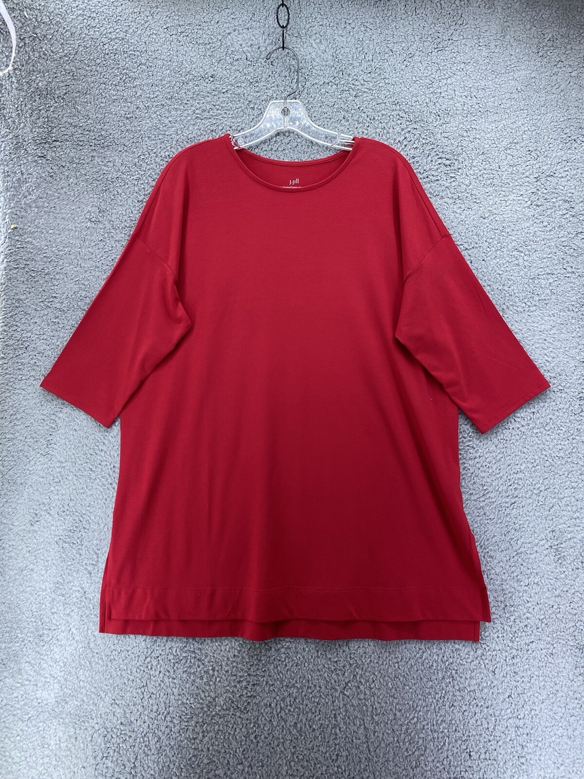 Jill Womens L Luxe Supima Ballet Sleeve Red Tunic Stretchy EUC