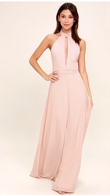 blush pink halter dress