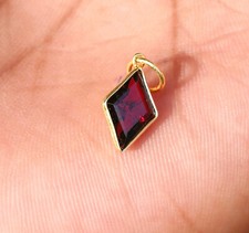 18k Solid Gold Natural Garnet Gemstone Handmade Charm Necklace Pendant