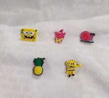 Set Of 5 Sponge Bob Square Pants Croc Style Jibbitz Charm