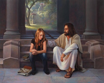 THE MASTERS TOUCH Jesus with girl 8 x 10'' PREMIUM MATTE FINISH REPRINT