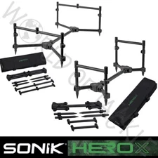 SONIK Hero X Rod Pod 2 or 3 Rod Carp Fishing Black with Padded Storage Case