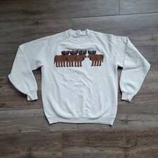 Vintage 80s Taylor Ng Moose Sweatshirt White 5050 Raglan USA Made Large