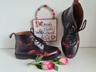 Dr Martens Emmeline hole red arcadia rub off ankle boots UK6