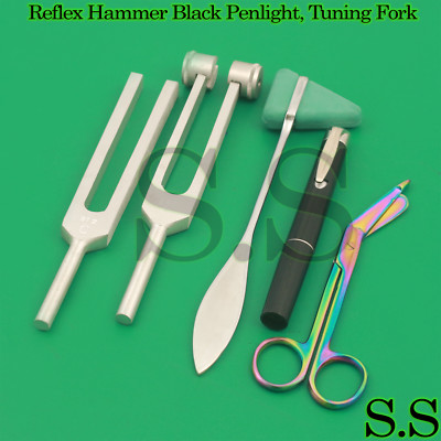 Set 5 - Reflex Hammer Green Penlight, Tuning Fork C128, C512 & Rainbow Scissor