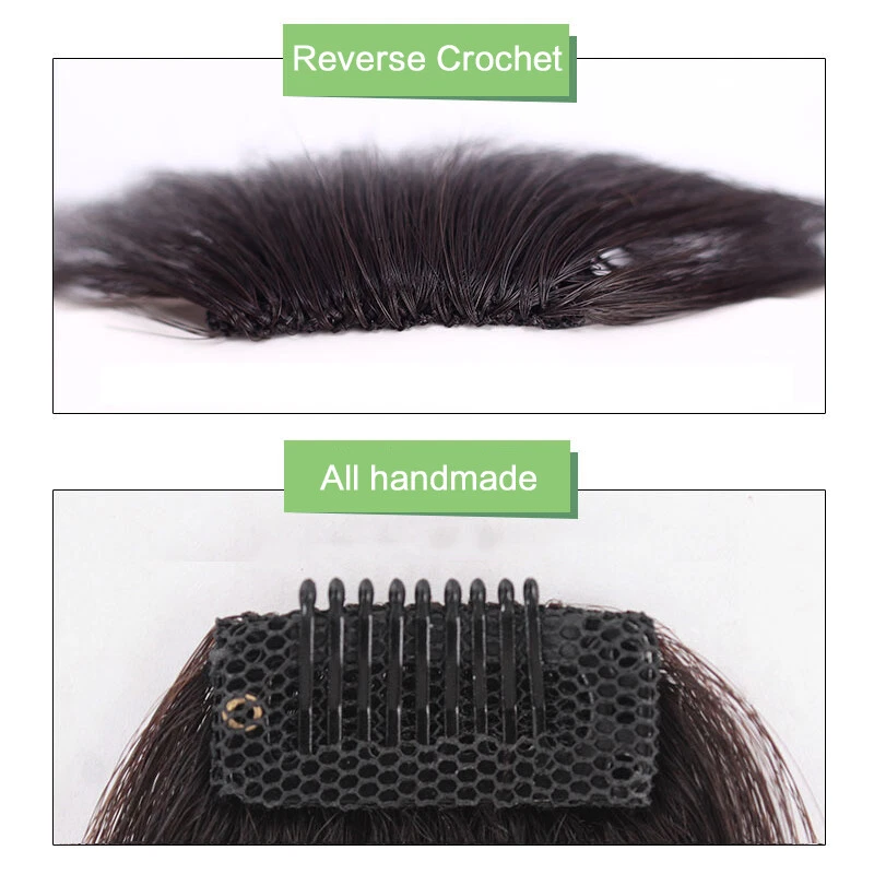 One Piece Clip in Natural Wavy Neat Air Fringe Clip in Remy Human Hairpiece Bang - Image 3 of 4