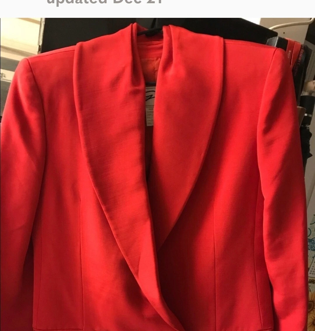 VERSACE GENNY GIACCA DA FUMO DONNA IN ROSSO FIAMMEGGIANTE Tg 8 TESSUTO LANA SETA di LUSSO