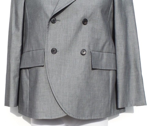 BALENCIAGA 2016 Light Gray Boxy Double Breasted 100% Cotton Blazer Jacket FR 36 - Picture 6 of 12