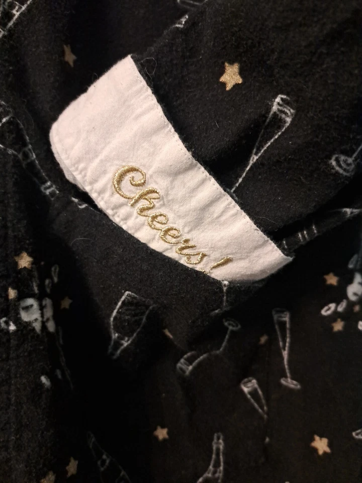 Juego de pijama PJ Salvage Champaign Cheers para mujer negro blanco dorado algodón XS bolsillos Foto 3 de 4