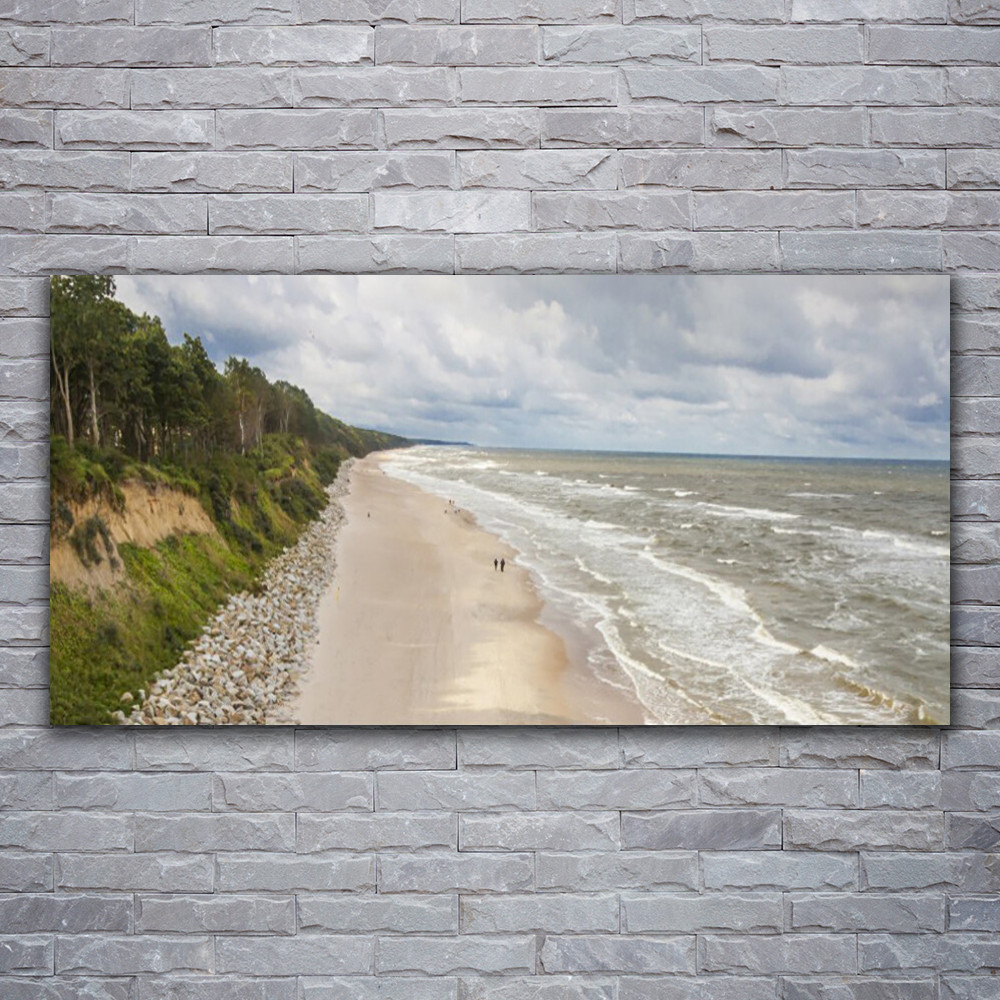 Tableau sur verre moderne plage mer arbre décoration murale 120x60