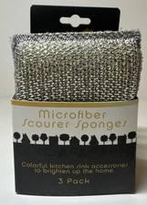 Microfiber Scourer Sponges Dual Sided Cleaning Set of 3 Pack. NEW