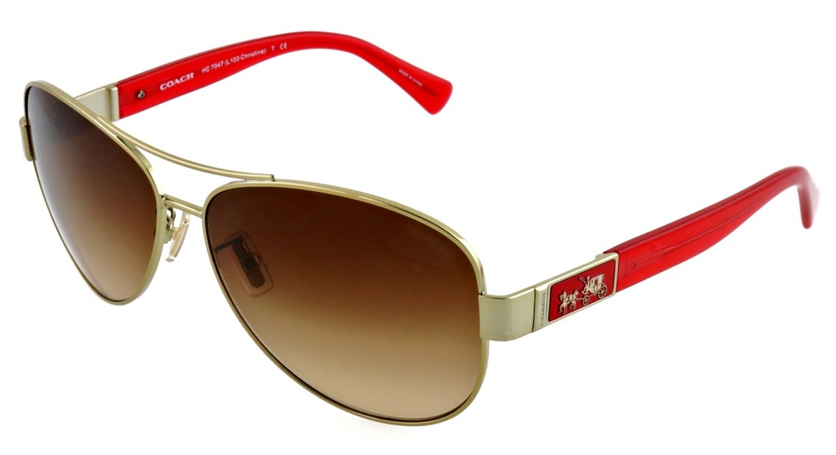 New COACH HC7047 Christina 920713 59mm Gold Red Aviator  display picture 3