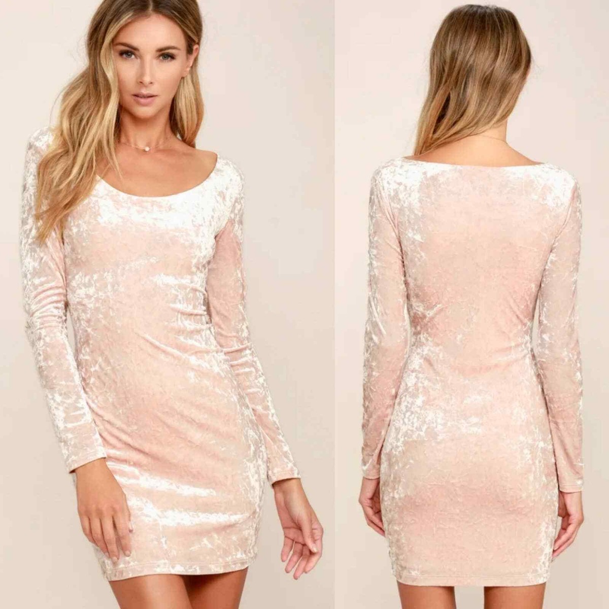 Lulus Deja Vu Blush Pink Velvet Bodycon Dress US Size M Lulus Deja Vu Blush Pink Velvet Bodycon Dress US Size M