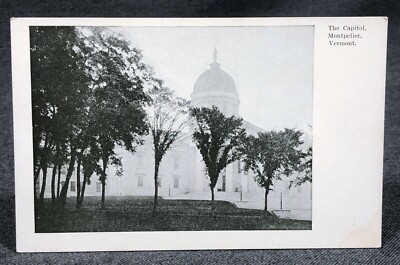 The Capitol Montpelier Vermont VT Antique Postcard PC DB Sheldon Press Advert