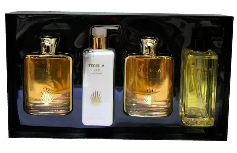 TEQUILA GOLD Perfume for Men 4 pcs SET 3.3 oz EDP Spray LOTION A S SHOWER