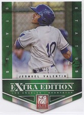 2012 Panini Elite Extra Edition JESMUEL VALENTIN Emerald Status Auto 25 PHILLIES