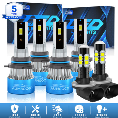 6500K LED Headlight + Fog Bulbs KIT White For GMC Sonoma Cab Pickup 1998-2004