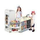 Kids Wooden Grocery Store Display Organizer Playset W/ Cash Register Pos Machine