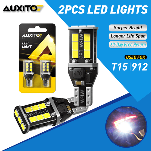 AUXITO 921 912 Reverse LED Backup Light Bulb 2400LM 6000K Super White T15 CANBUS - Picture 1 of 12