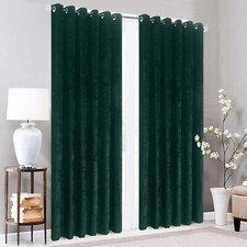 Thick Velvet Blackout Curtains Eyelet Ring Top Ready Made Pair Lined Curtain