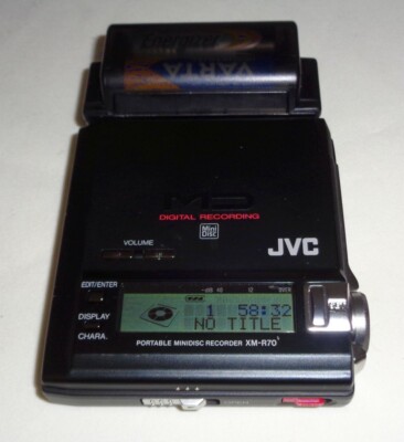 JVC XM-R70BK Walkman Tragbarer Mini Disc Recorder mit Batterie Adapter