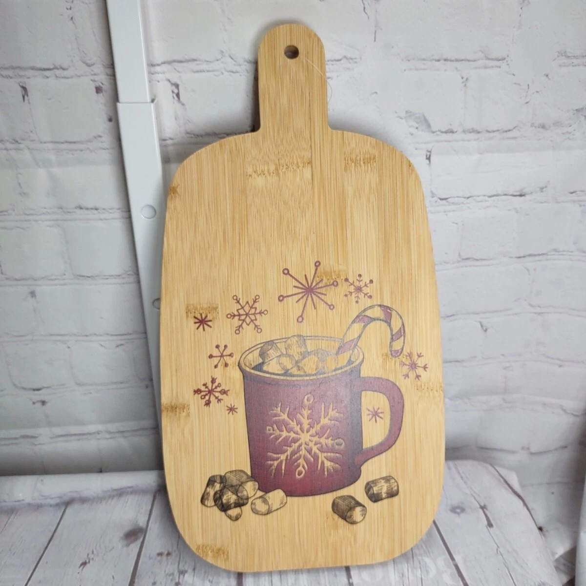 Bamboo Christmas Cutting Board Serving Board Painted Candy Cane Marshmallow Mug 
Opens in a new wind