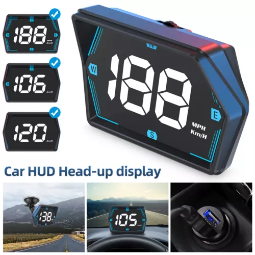 Universal Digital GPS Speedometer Car HUD Head Up Display MPH/KM Overspeed Alarm - Picture 3 of 20