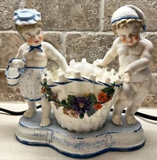 19th Century German KPM Porcelain Children with Flower Basket Figure